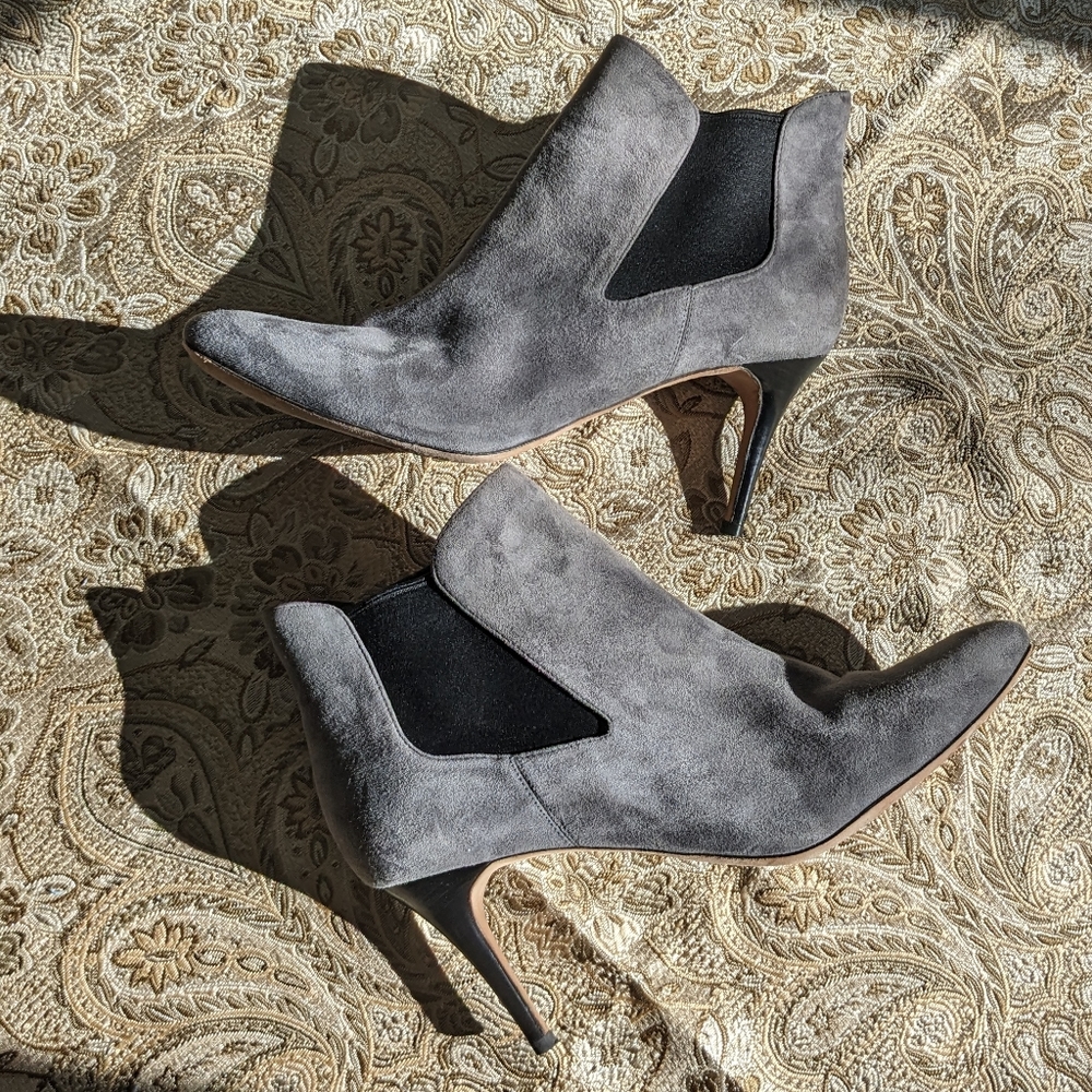 🌼Cole Haan Grand Os Suede Boots, Smithson, Gray and Black, Women's Size 11